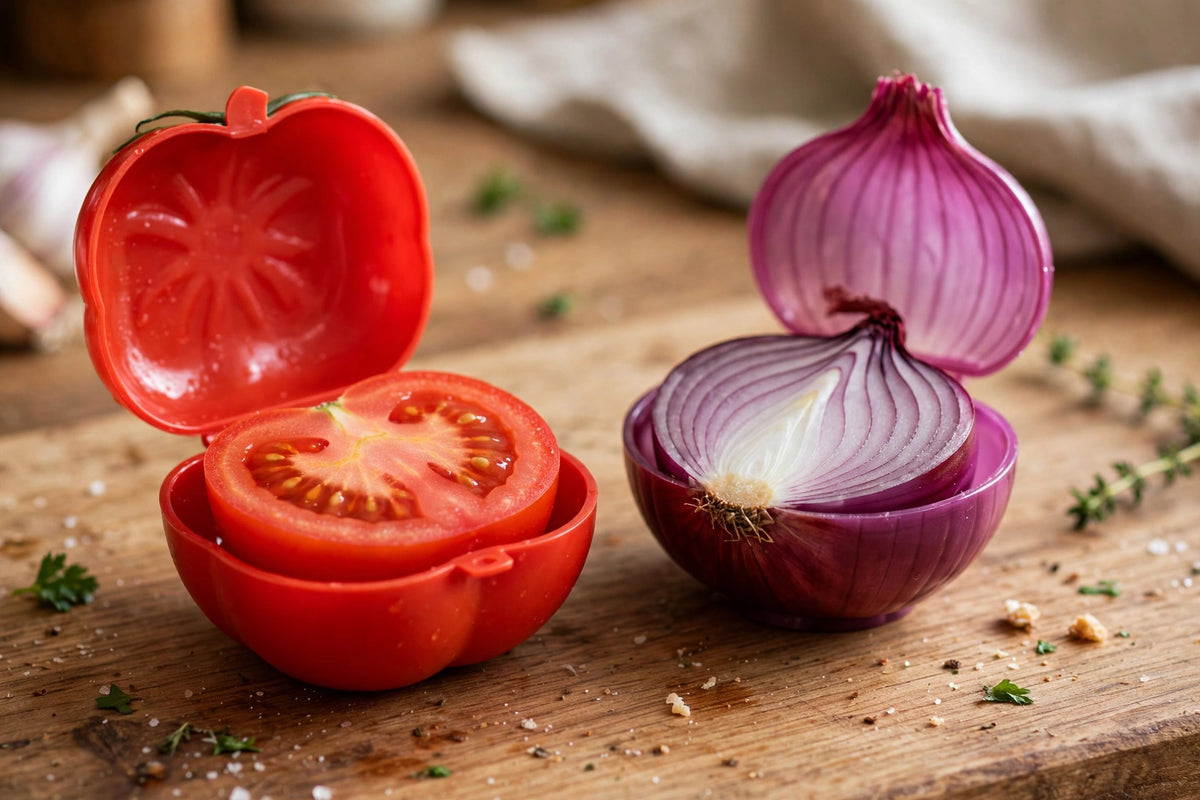 Set di 4 contenitori per frigorifero a forma di verdure