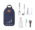 Set Bucătărie Camping 7 Piese cu Husă Compactă - Ustensile Outdoor Inox pentru Picnic, Grătar și Drumeții